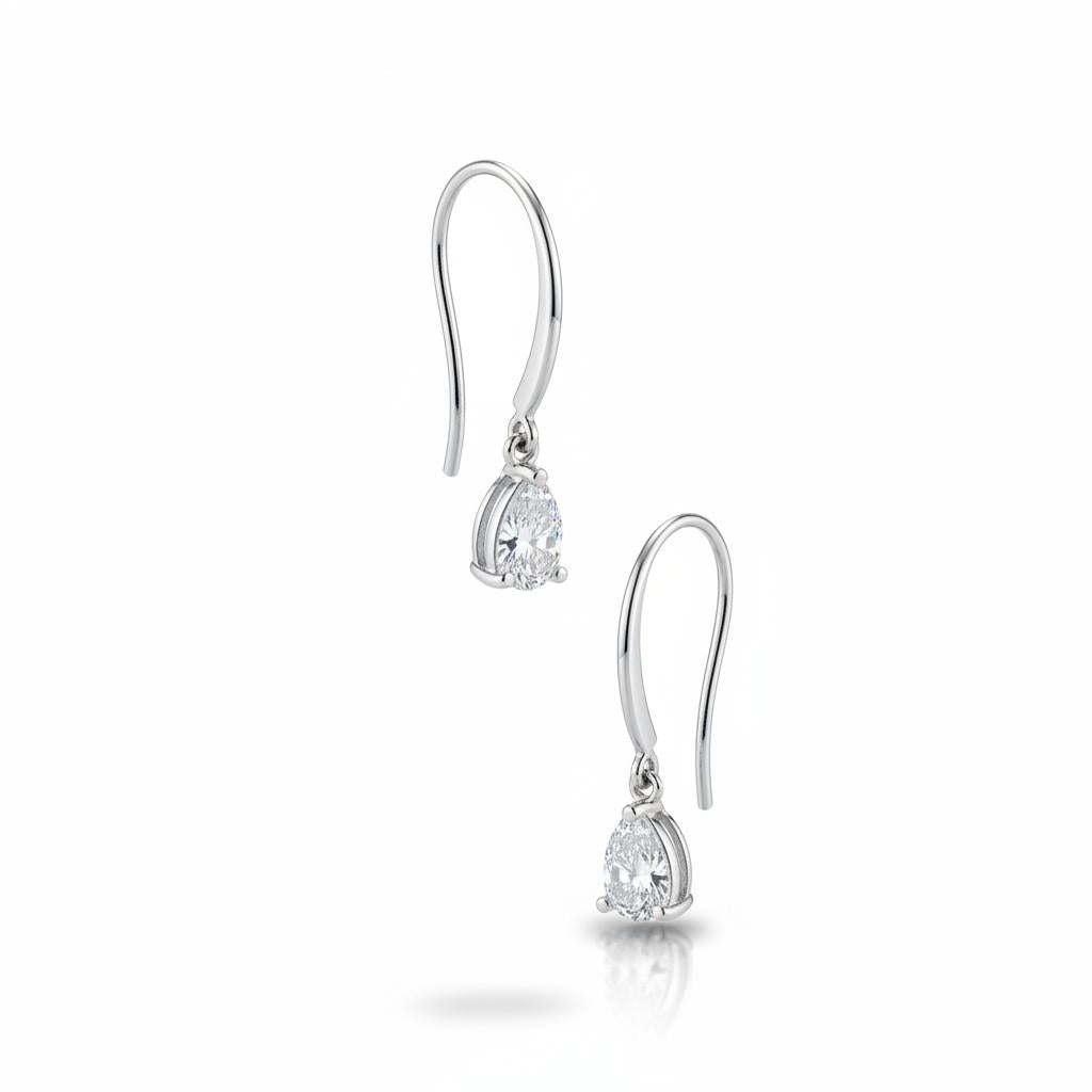 עגילי טיפה זהב 14 קראט משובץ יהלומי מעבדה