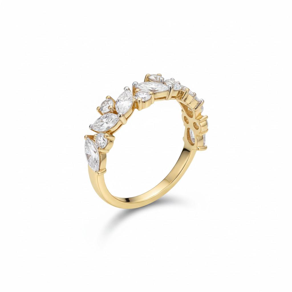 טבעת זהב 14 קראט משובץ יהלומי מעבדה