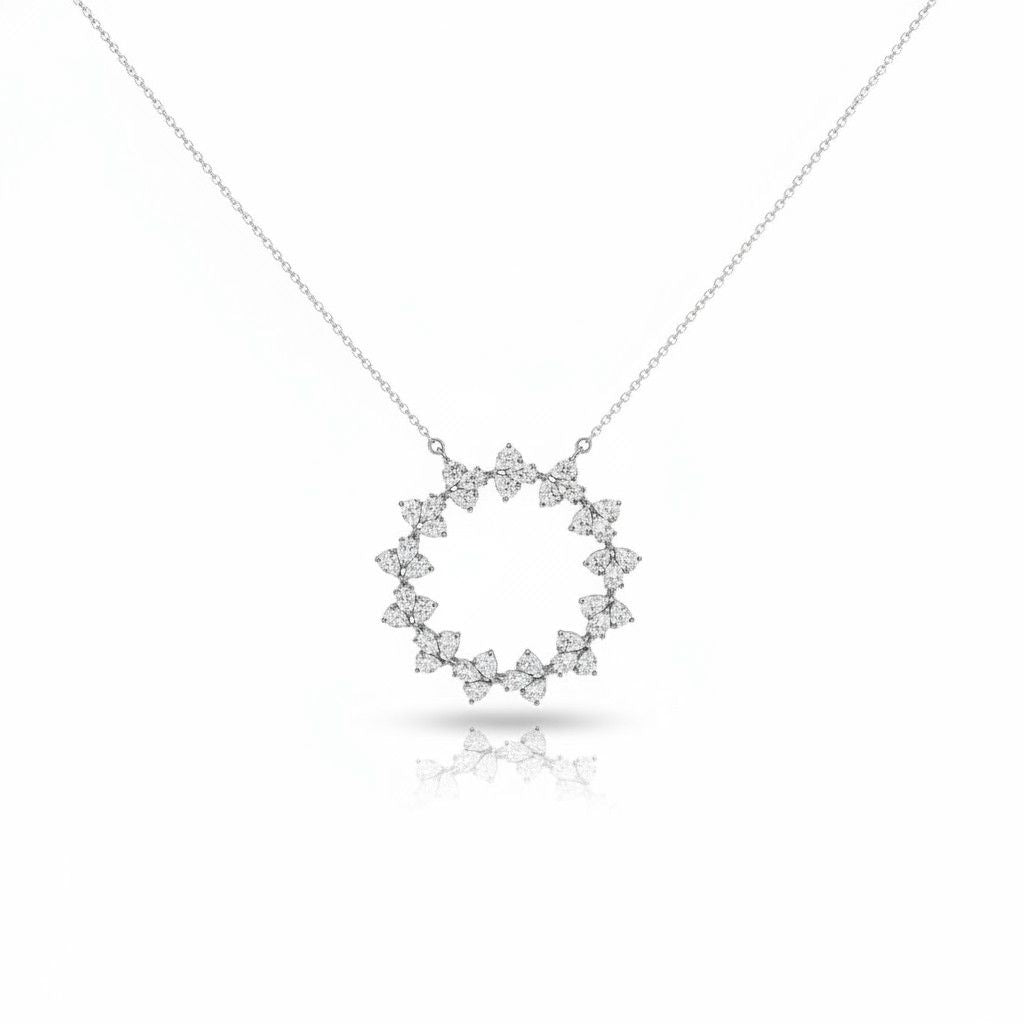 תליון מעגל יהלומים זהב 14 קראט משובץ יהלומי מעבדה