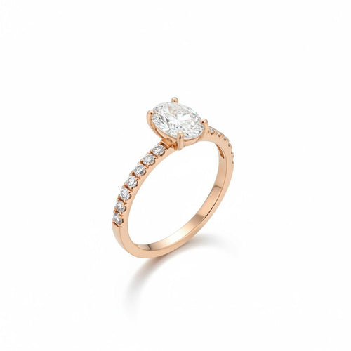 טבעת זהב 14 קראט משובץ יהלומי מעבדה