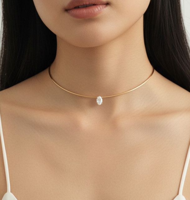 שרשרת זהב 14 קראט משובץ יהלום טיפה