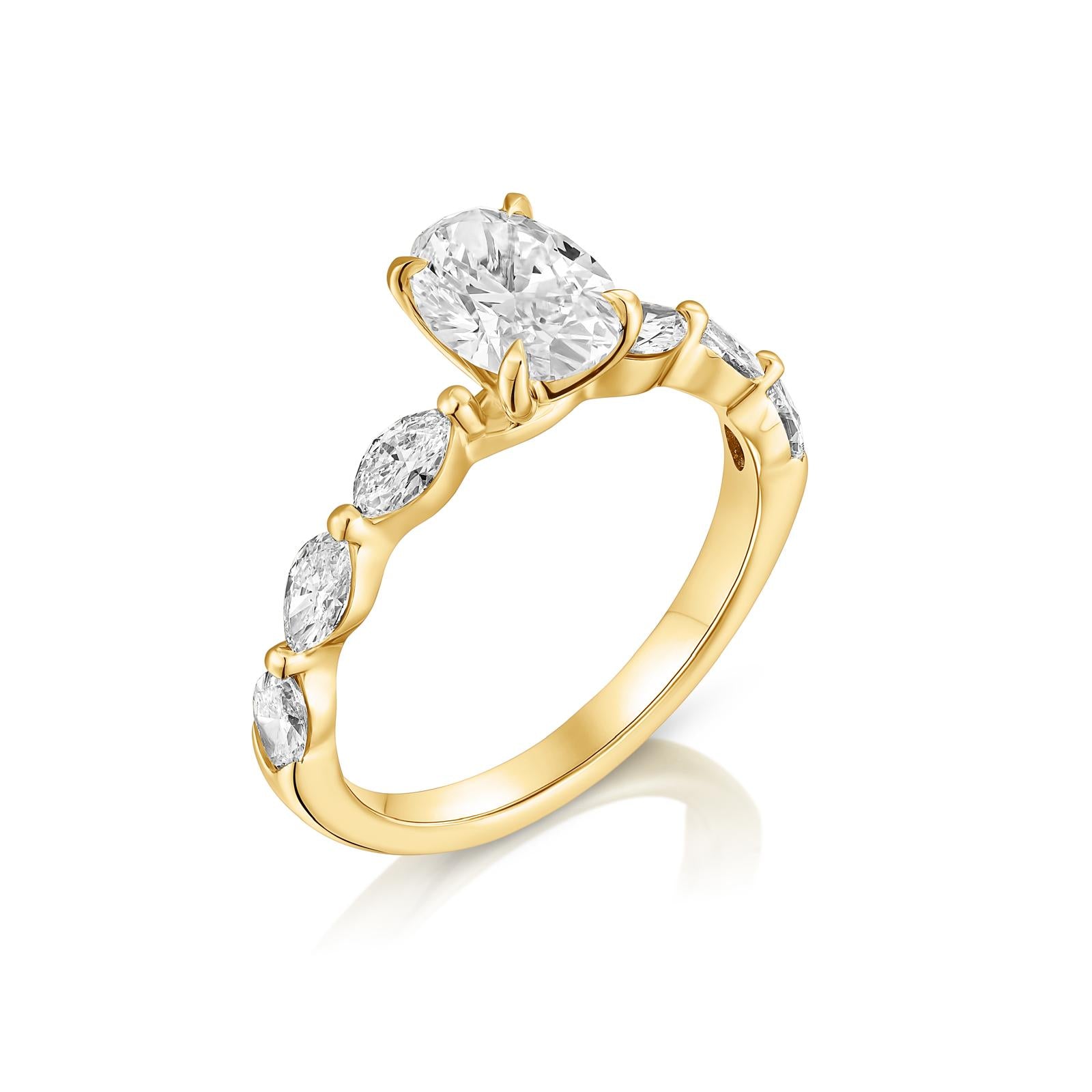 טבעת זהב 14 קראט משובץ יהלומי מעבדה