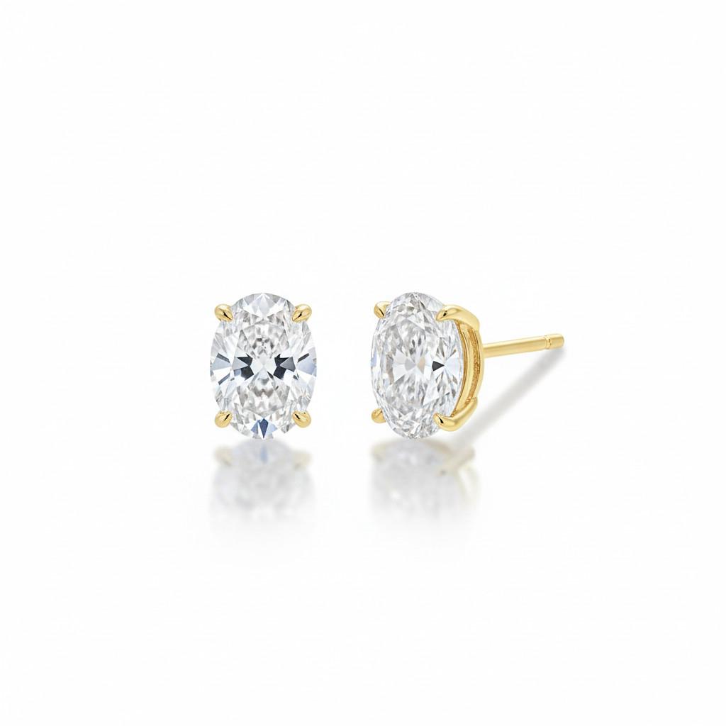 עגילי זהב משובצים יהלום מעבדה בצורת טיפה