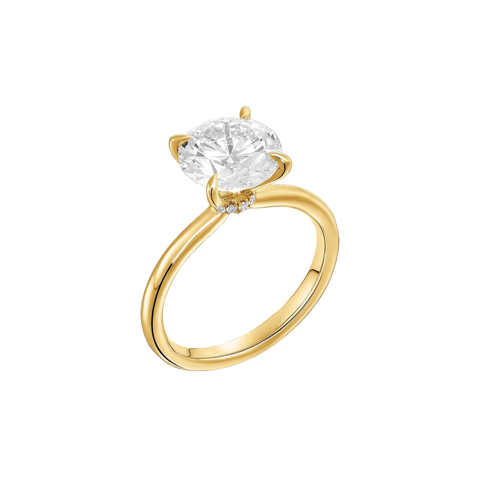 טבעת סוליטר זהב 14 קראט משובץ יהלומי מעבדה