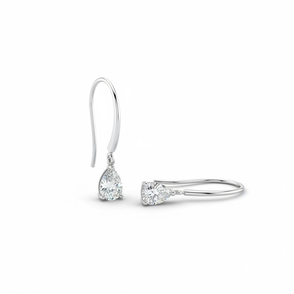 עגילי טיפה זהב 14 קראט משובץ יהלומי מעבדה