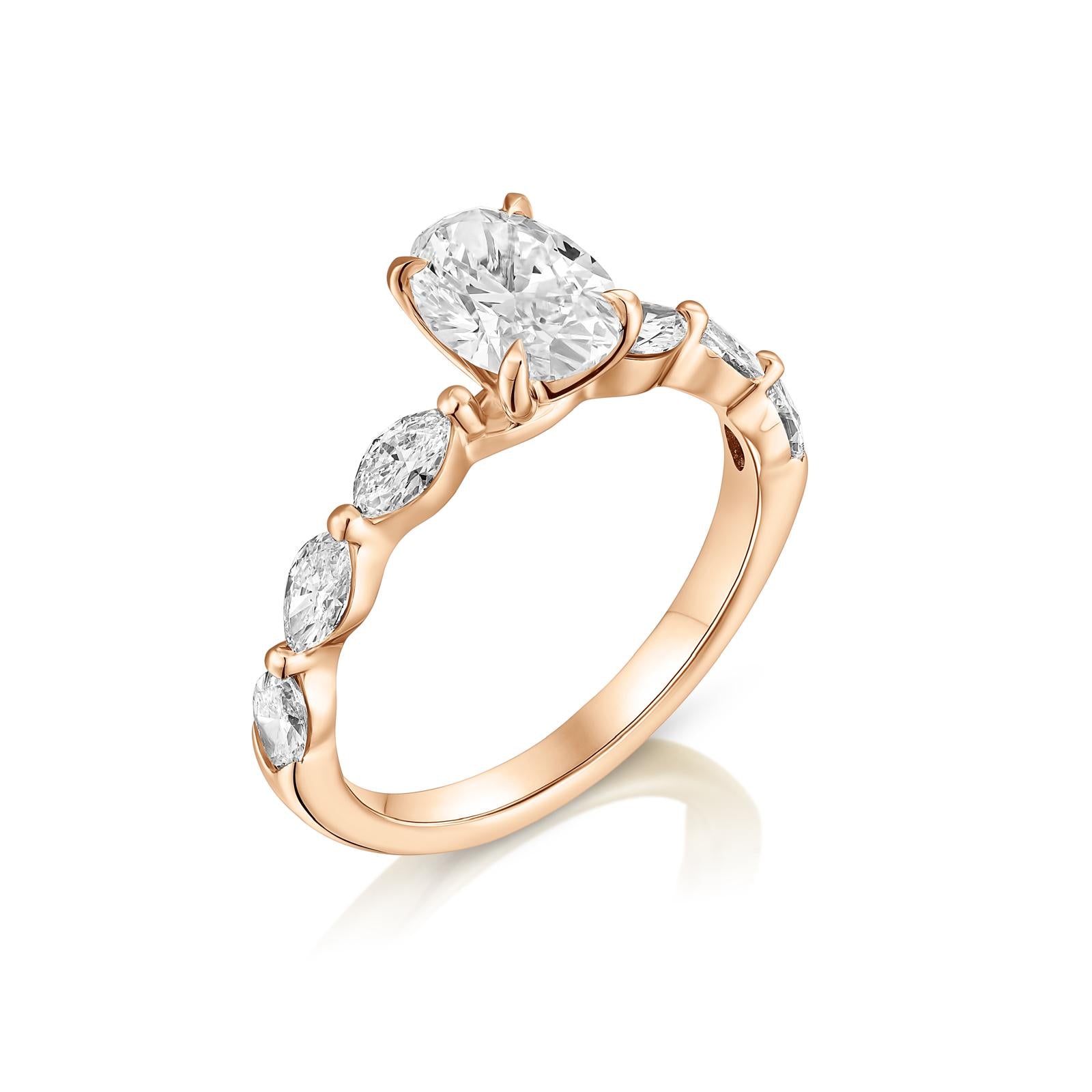 טבעת זהב 14 קראט משובץ יהלומי מעבדה