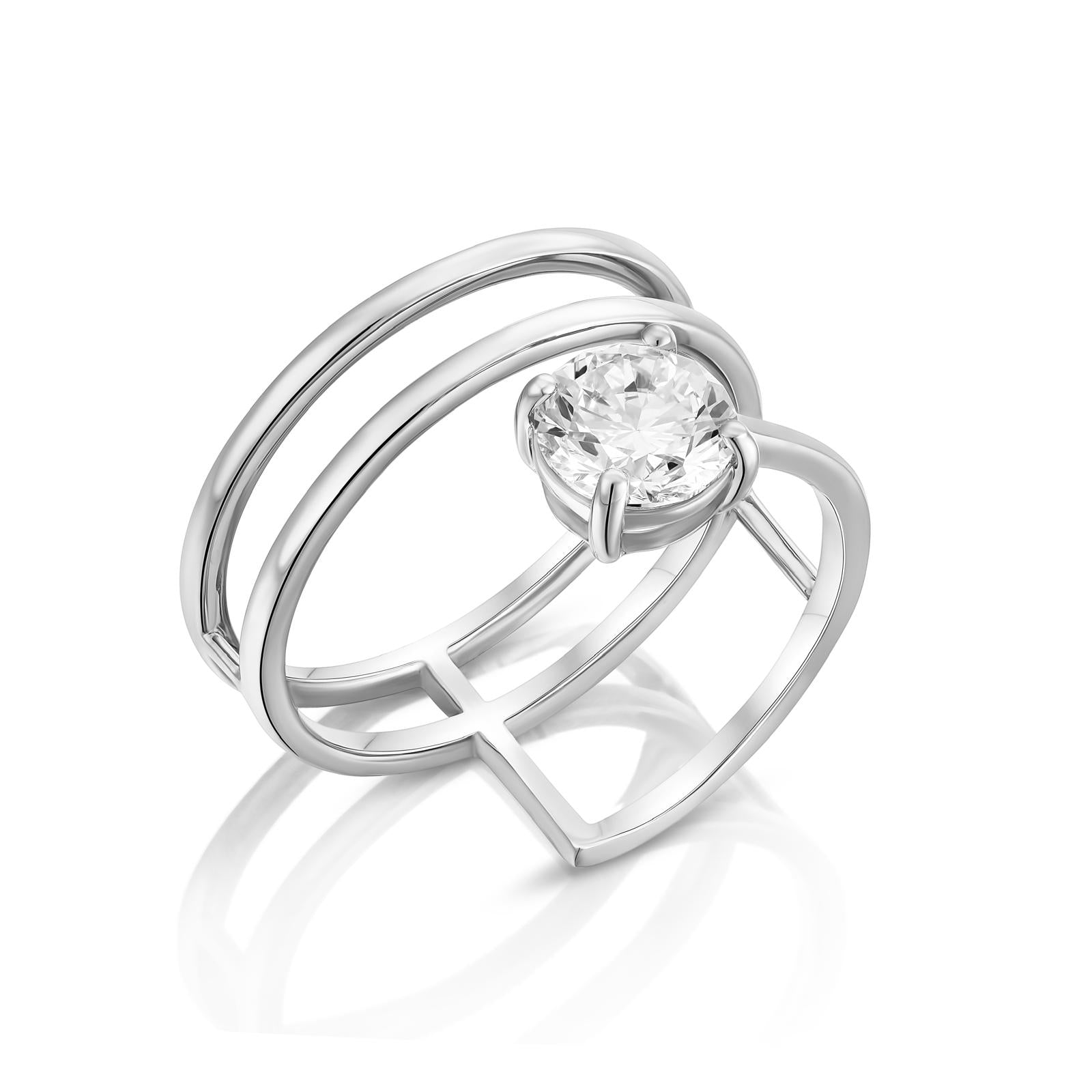 טבעת זהב 14 קראט משובץ יהלומי מעבדה