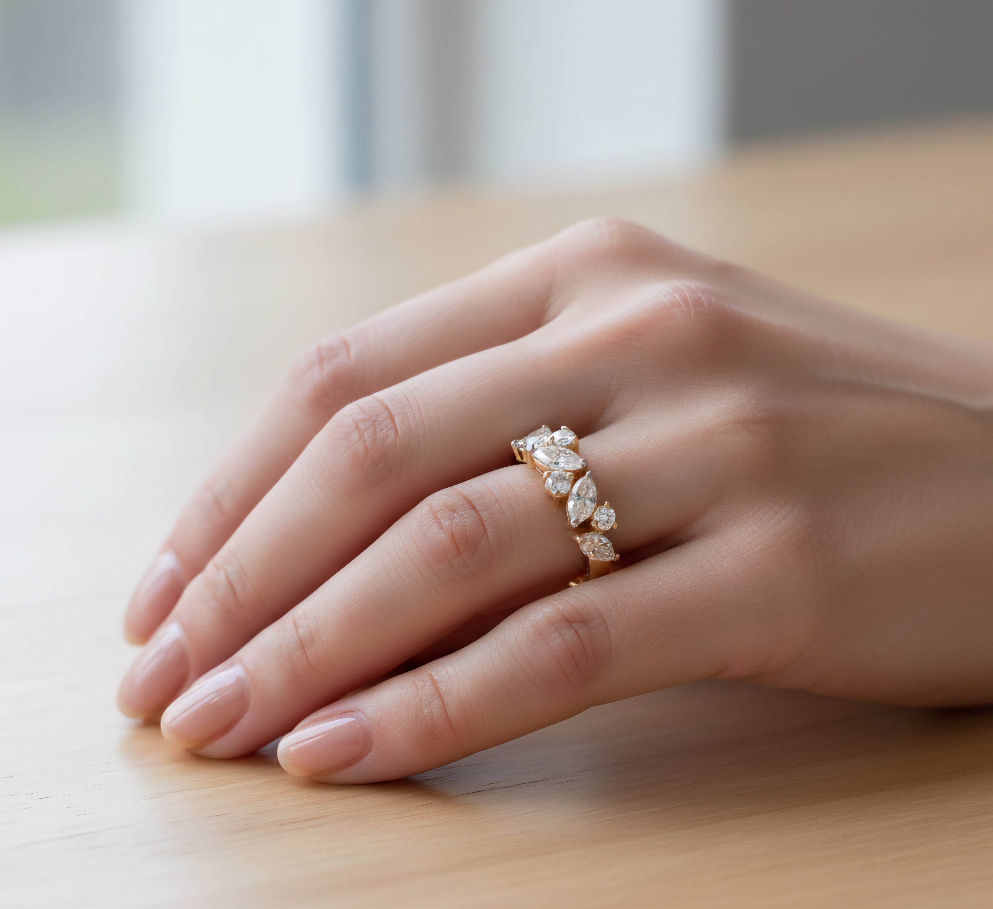 טבעת זהב 14 קראט משובץ יהלומי מעבדה