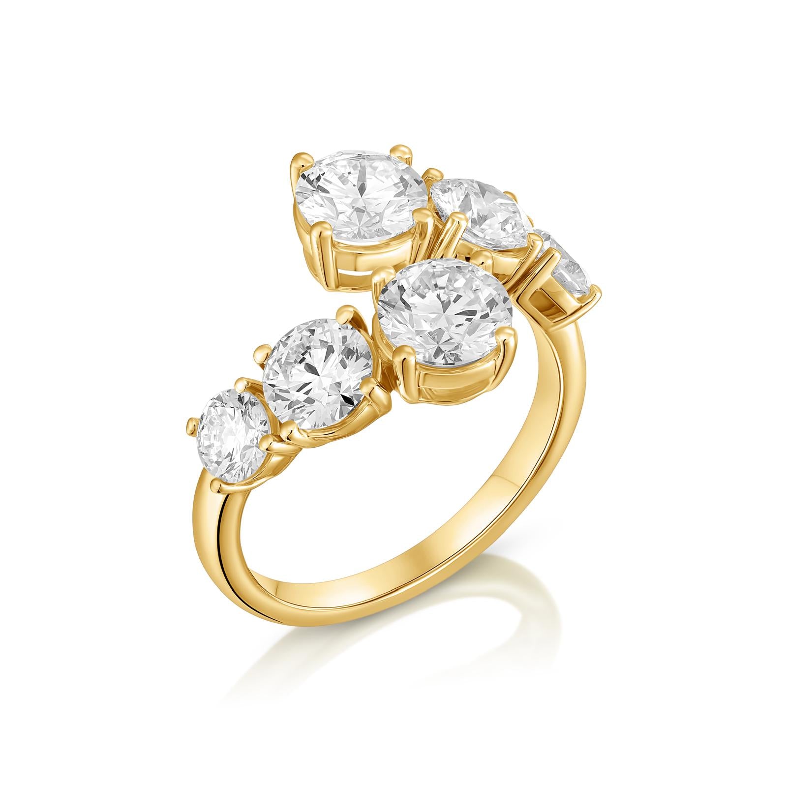 טבעת זהב 14 קראט משובץ יהלומי מעבדה