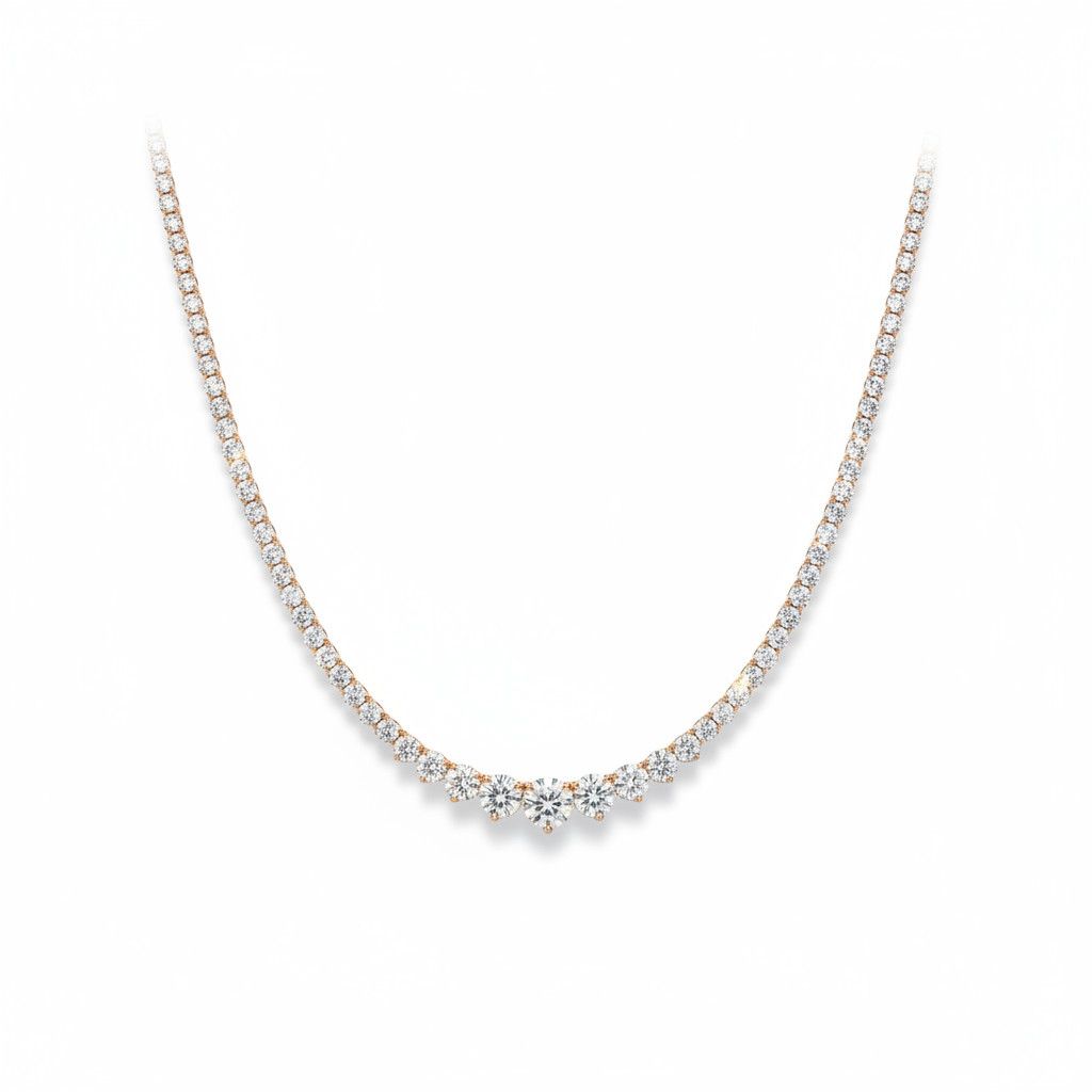 שרשרת זהב טניס מדורג משובץ יהלומי מעבדה