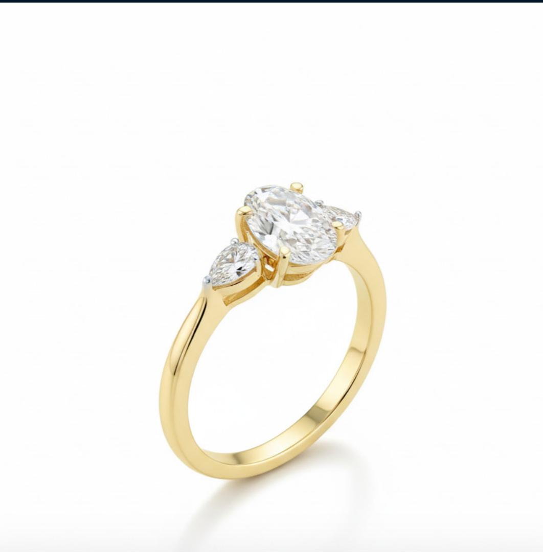 טבעת זהב משובץ יהלומי מעבדה