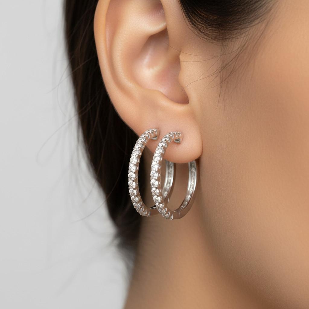 עגילי זהב משובץ יהלומי מעבדה