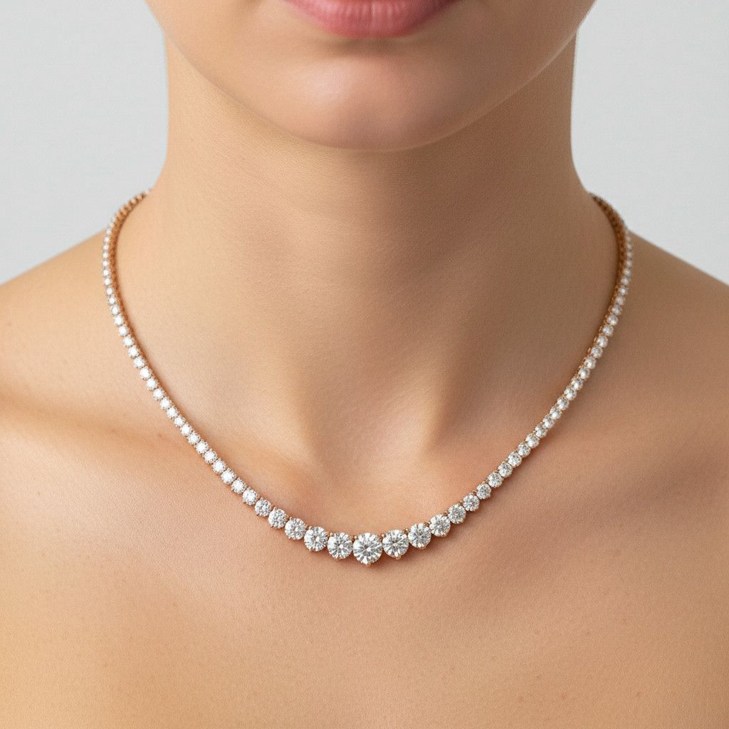 שרשרת זהב טניס מדורג משובץ יהלומי מעבדה