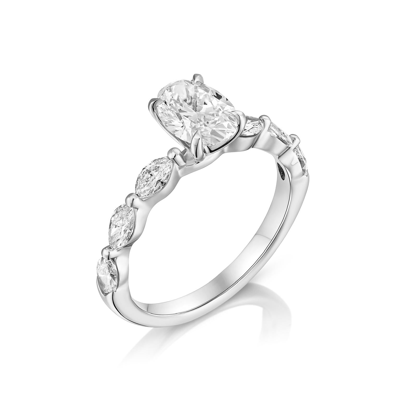 טבעת זהב 14 קראט משובץ יהלומי מעבדה