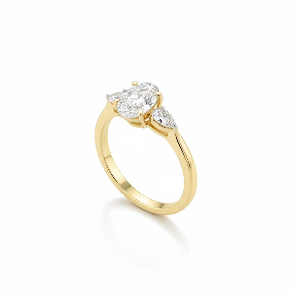 טבעת זהב משובץ יהלומי מעבדה