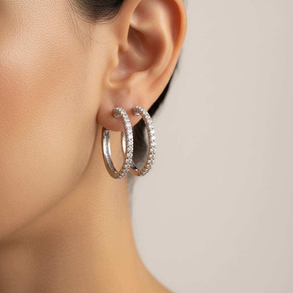 עגילי זהב משובץ יהלומי מעבדה