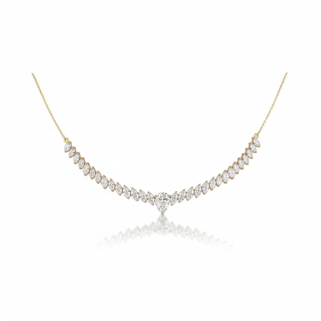 שרשרת זהב 14 קראט משובץ יהלומי מעבדה