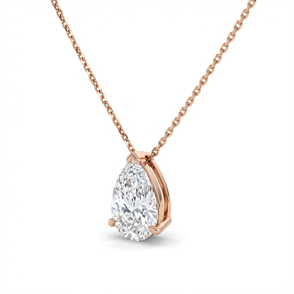 שרשרת זהב 14 קראט משובץ יהלום מעבדה בצורת טיפה